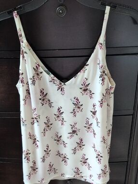 Reversable Floral V-Neck White & Pink Women's Cami Top